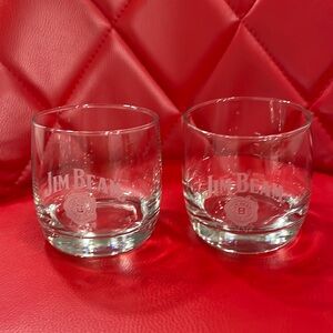 Jim Beam Whiskey Rocks Alcohol Glass Barware Set of 2 Glasses